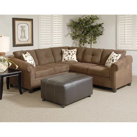 Casual Sectional Sofa with Tufted Pillow Backs